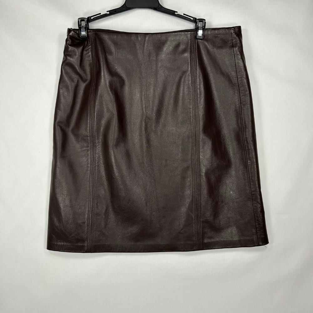 Vintage id Collection Dark Brown Leather Mini Skirt Genuine Leather 10